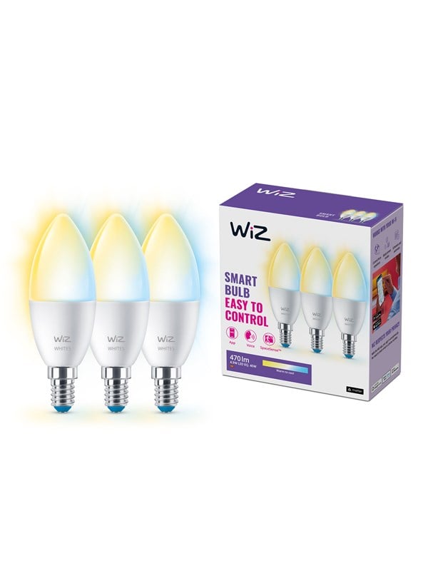 WiZ WiFi Smart LED E14 Kron 40W Varm-kallvit 470 lm 3 pack