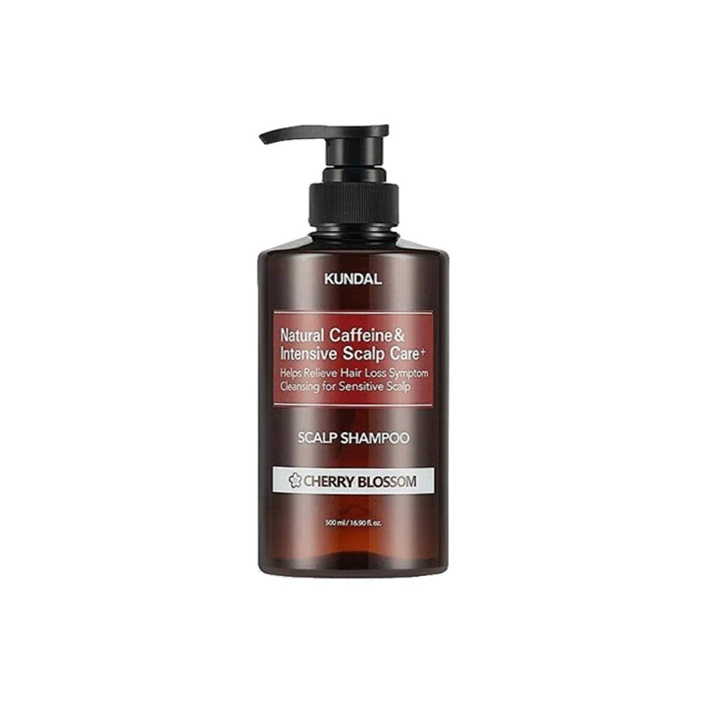 KUNDAL Kofeiinikirsikankukka luonnollinen hiustenlähtöä ehkäisevä shampoo 500 ml