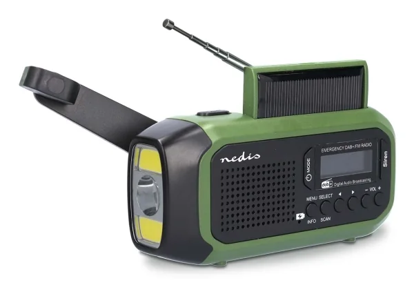 Nedis Emergency Radio - DAB+/FM - Dynamo - Solar- 2500 mAh Powerbank - DAB+/FM - Mono