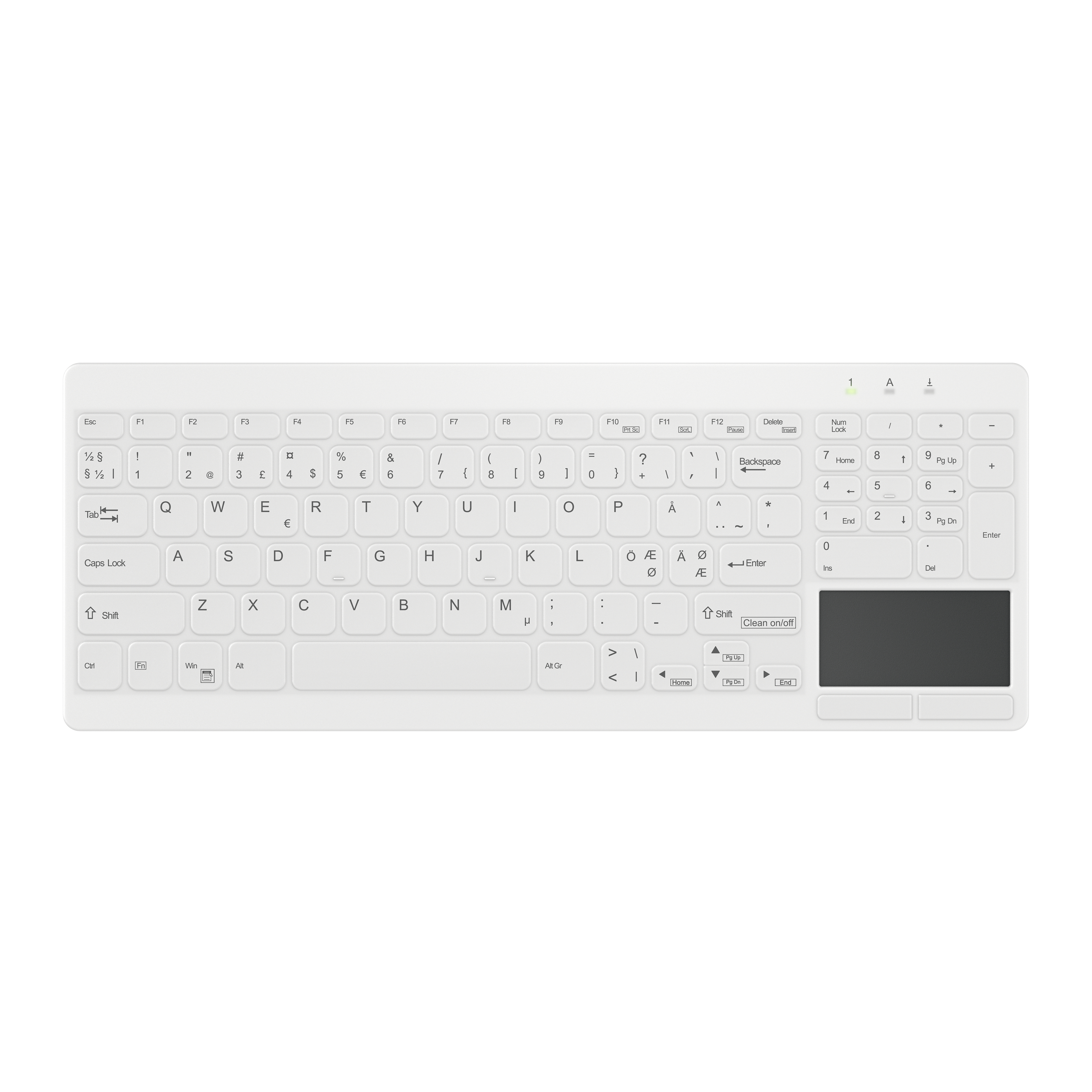 Contour Design Active Key Quickclean Medical Ip65 Touchpad Compact Langaton Pohjoismainen Näppäimistö