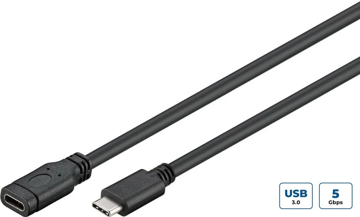 MicroConnect USB 3.2 Gen 1 USB-C -jatkokaapeli, 1,5 m, musta
