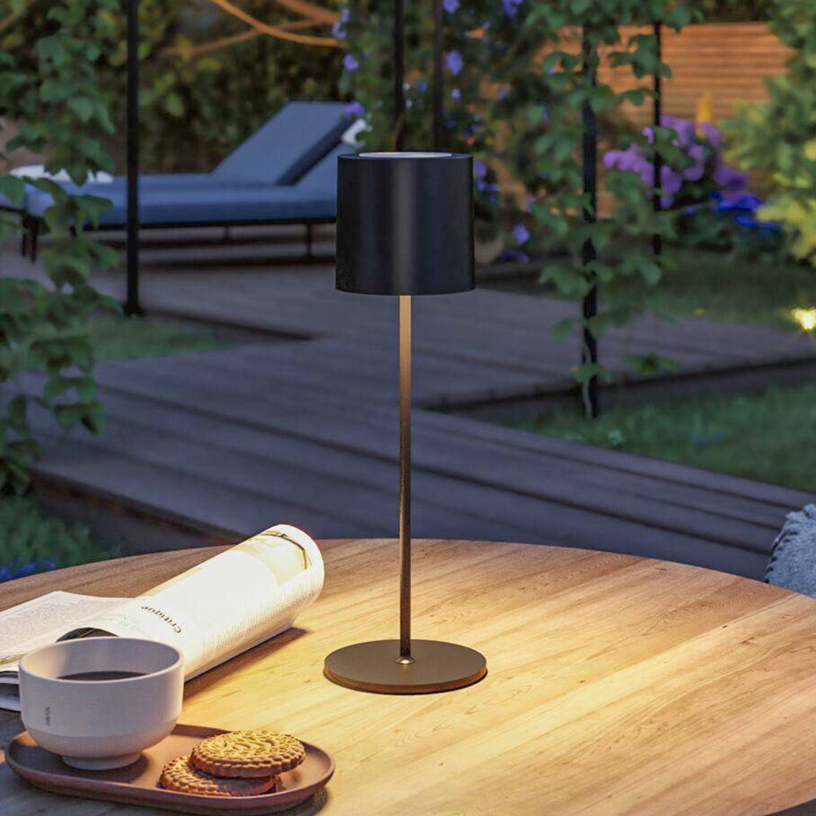 Paulmann LED-akkupöytälamppu Tuni, musta, muovi, IP44