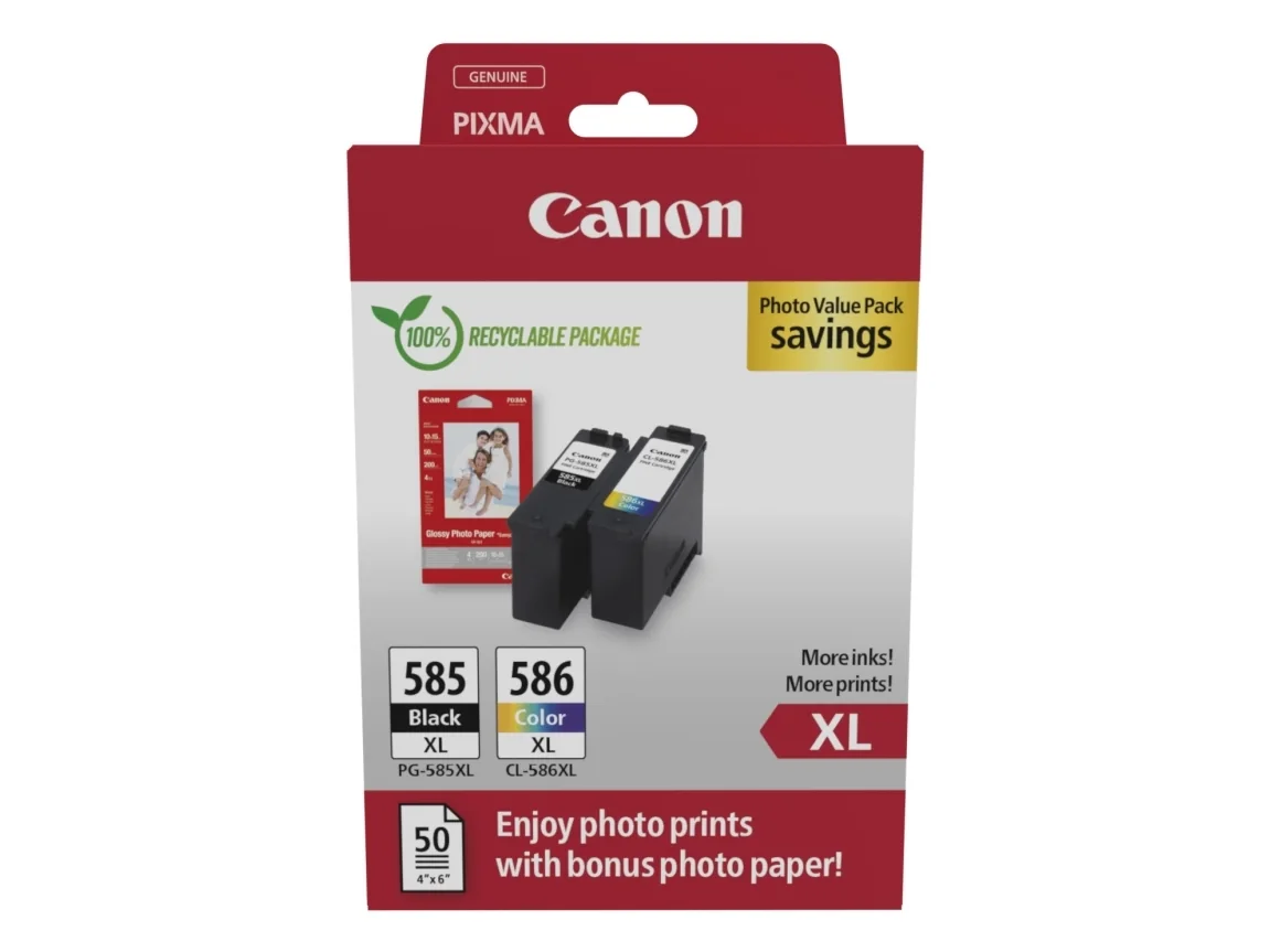 Canon PG-585XL/CL-586XL -mustekasettipakkaus, musta, väri, 2 kpl