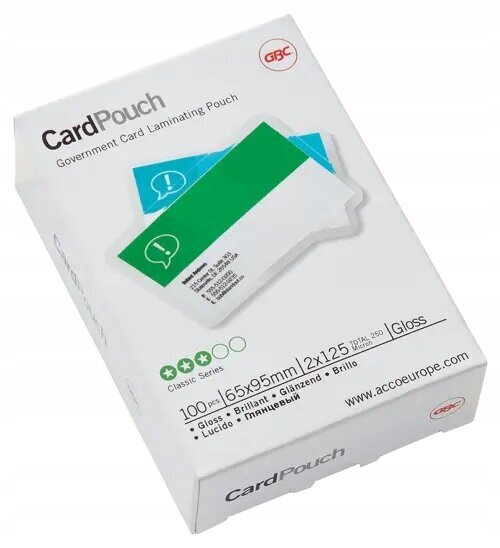 Gbc Card laminointikalvo 2x125 mikronia, 65x95mm, kiiltävä, 100 kpl.