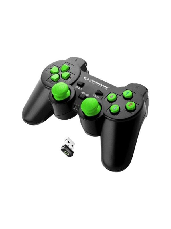 Esperanza GLADIATOR - Gamepad - langaton - 2,4 GHz - musta/vihreä - PC:lle, Sony PlayStation 3:lle