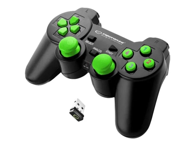 Esperanza GLADIATOR - Gamepad - langaton - 2,4 GHz - musta/vihreä - PC:lle, Sony PlayStation 3:lle