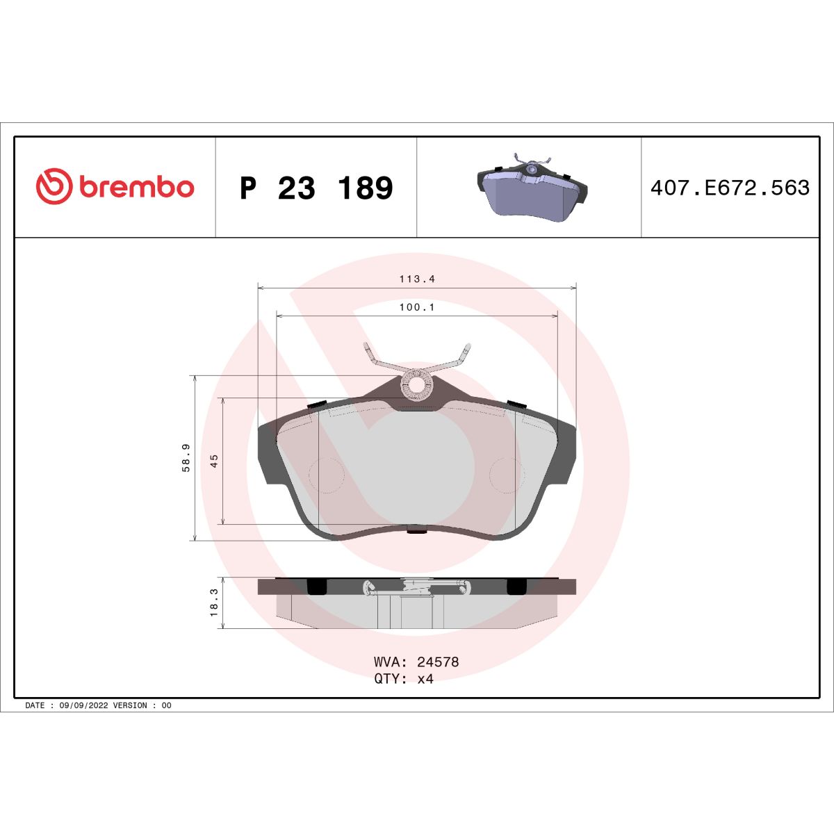 Jarrupalat, levyjarru BREMBO P 23 189