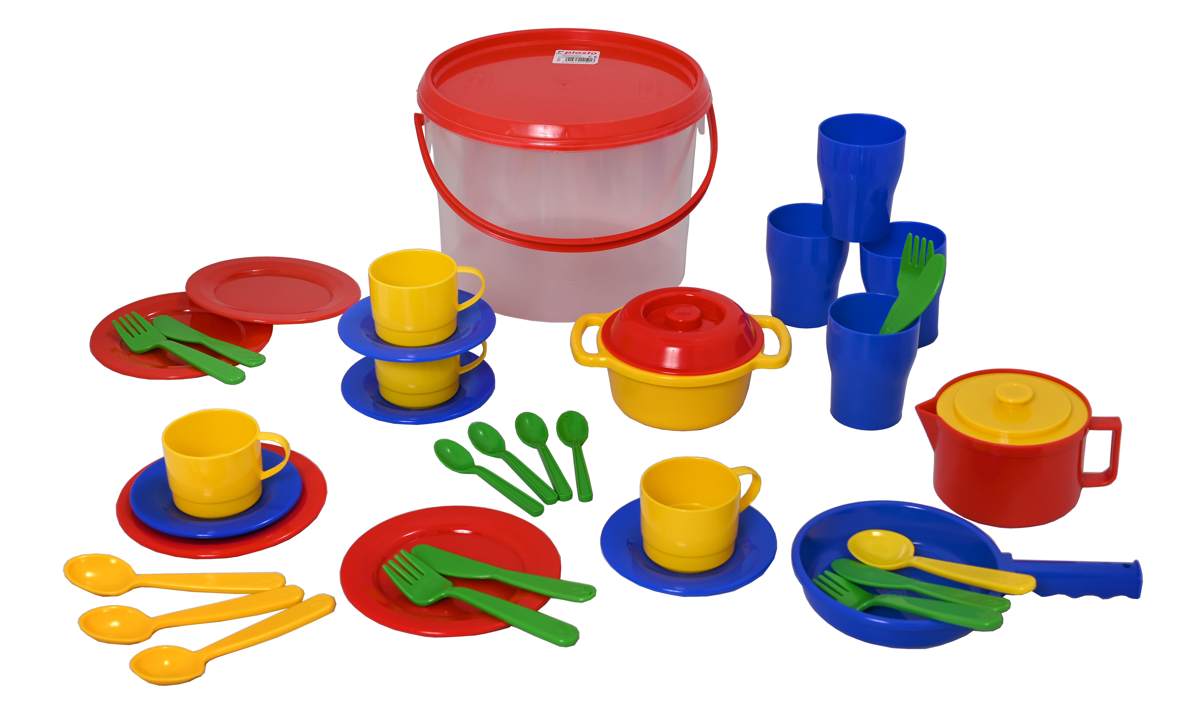 PLASTO Kitchen set in bucket, 39 parts