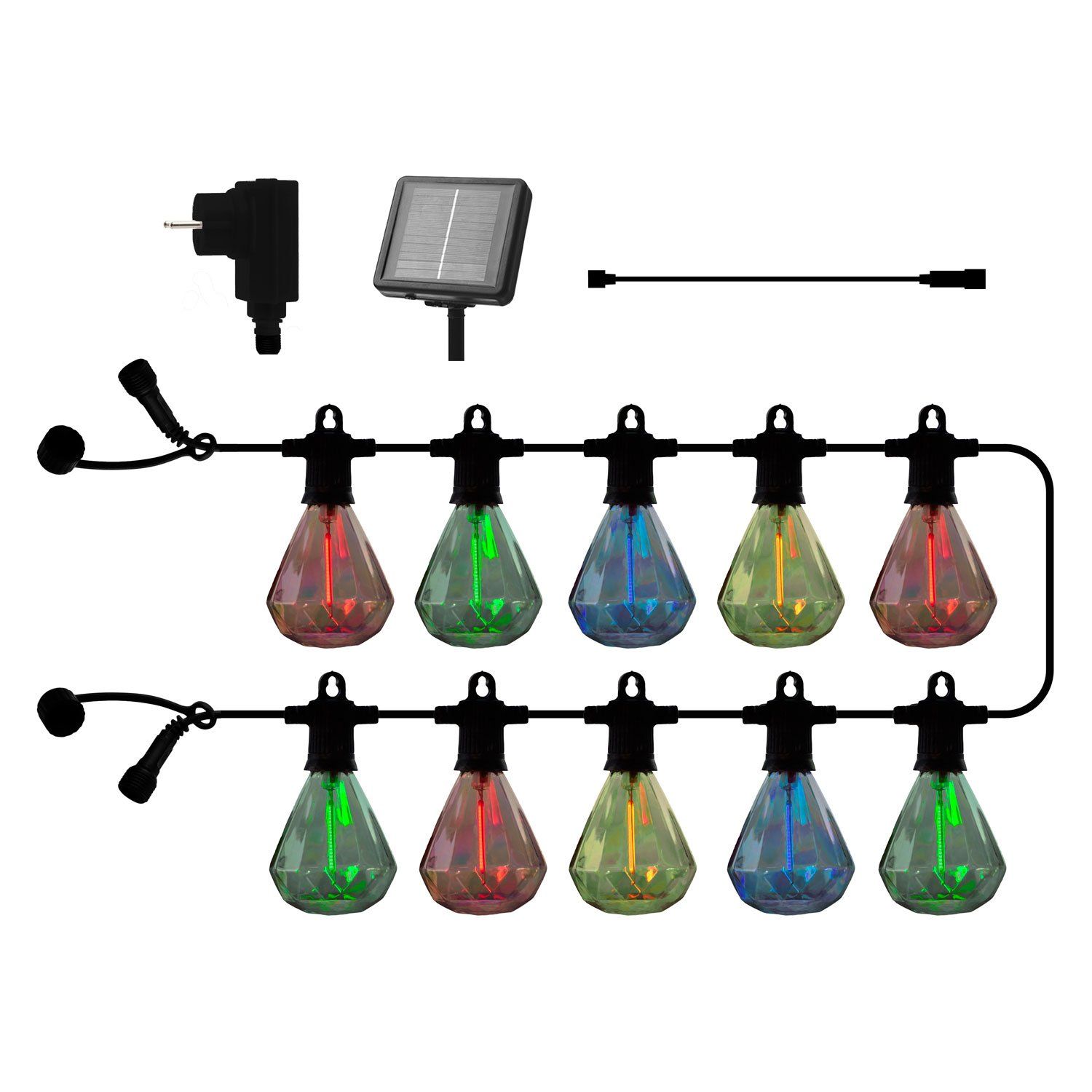 LED-valoketju Marcus multi, aloituspaketti, 3 m, aurinko/pistoke