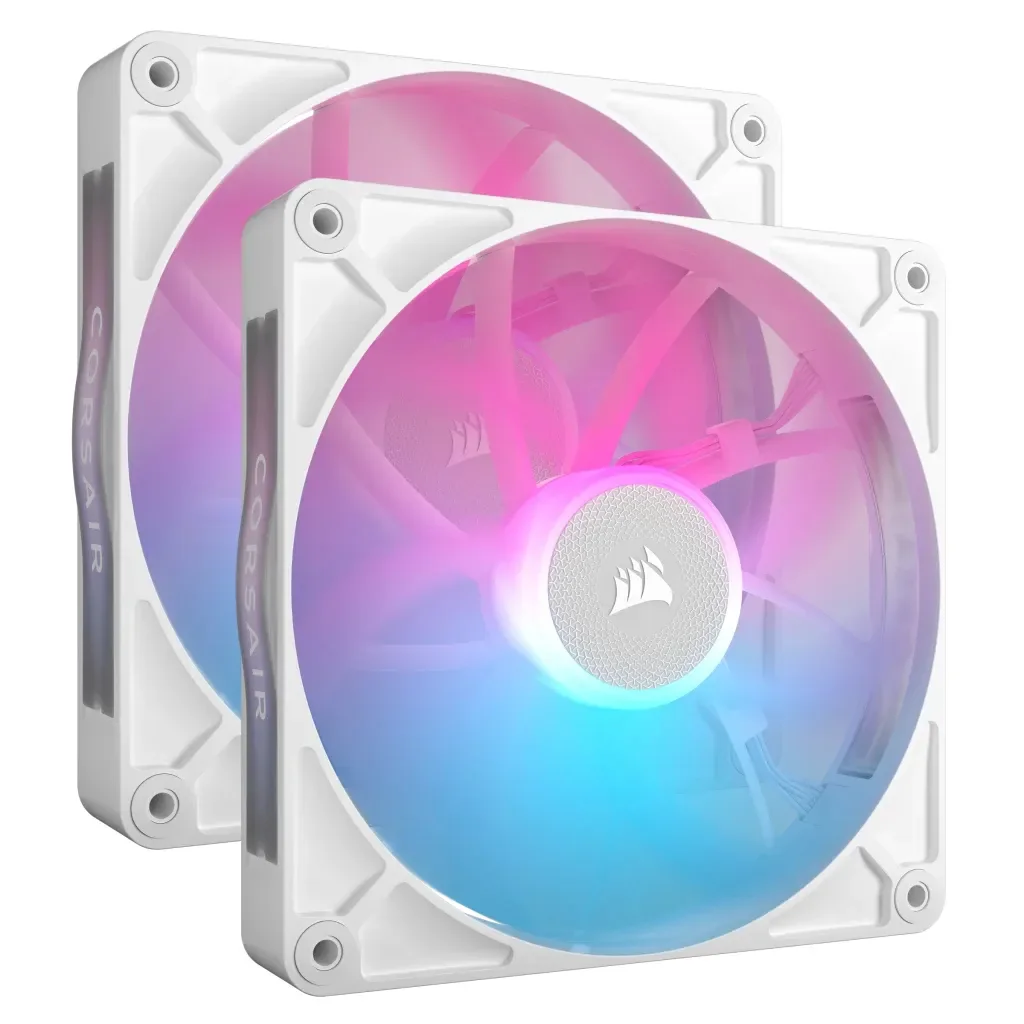 Corsair iCUE LINK RX140, 140 mm, PWM, Magneettikupulaakeri, RGB -tuuletinsarja, 2 kpl, valkoinen