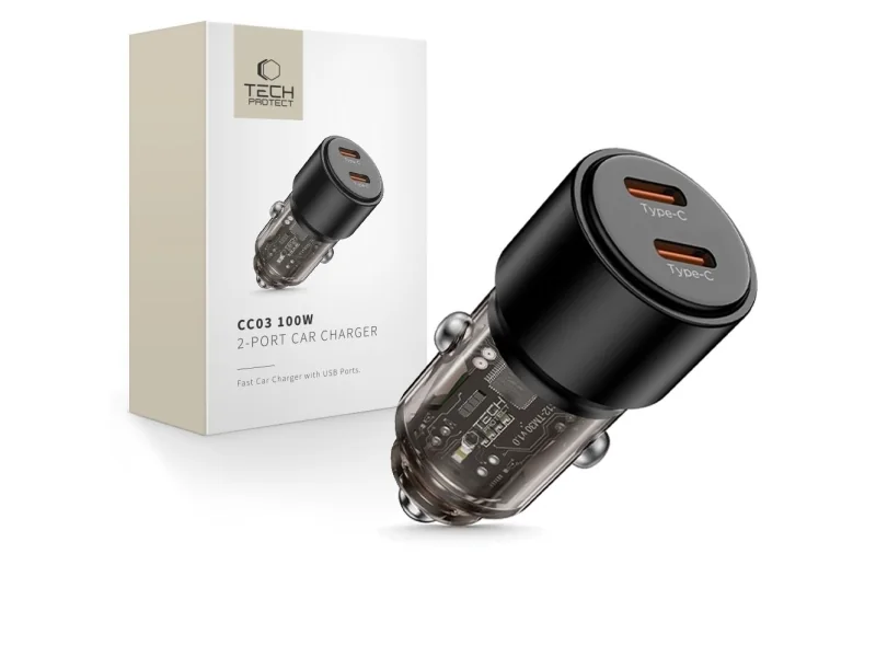 Tech-Protect Car Charger CC03 2-Ports PD100W - Black