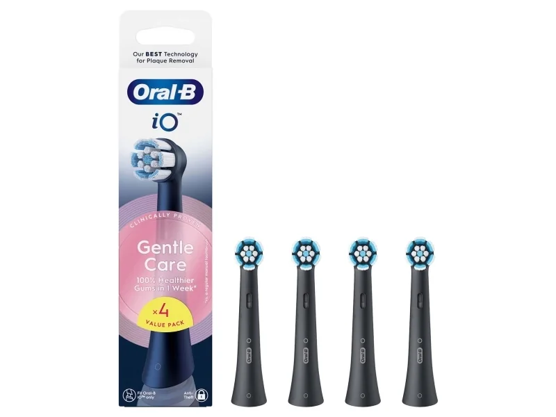 Oral-B iO Gentle Care 4 kpl -vaihtoharjaspäät, Musta