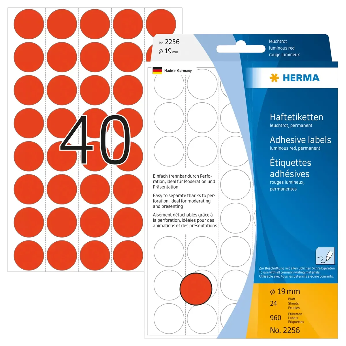 Herma label manual ø19 neon red (960)