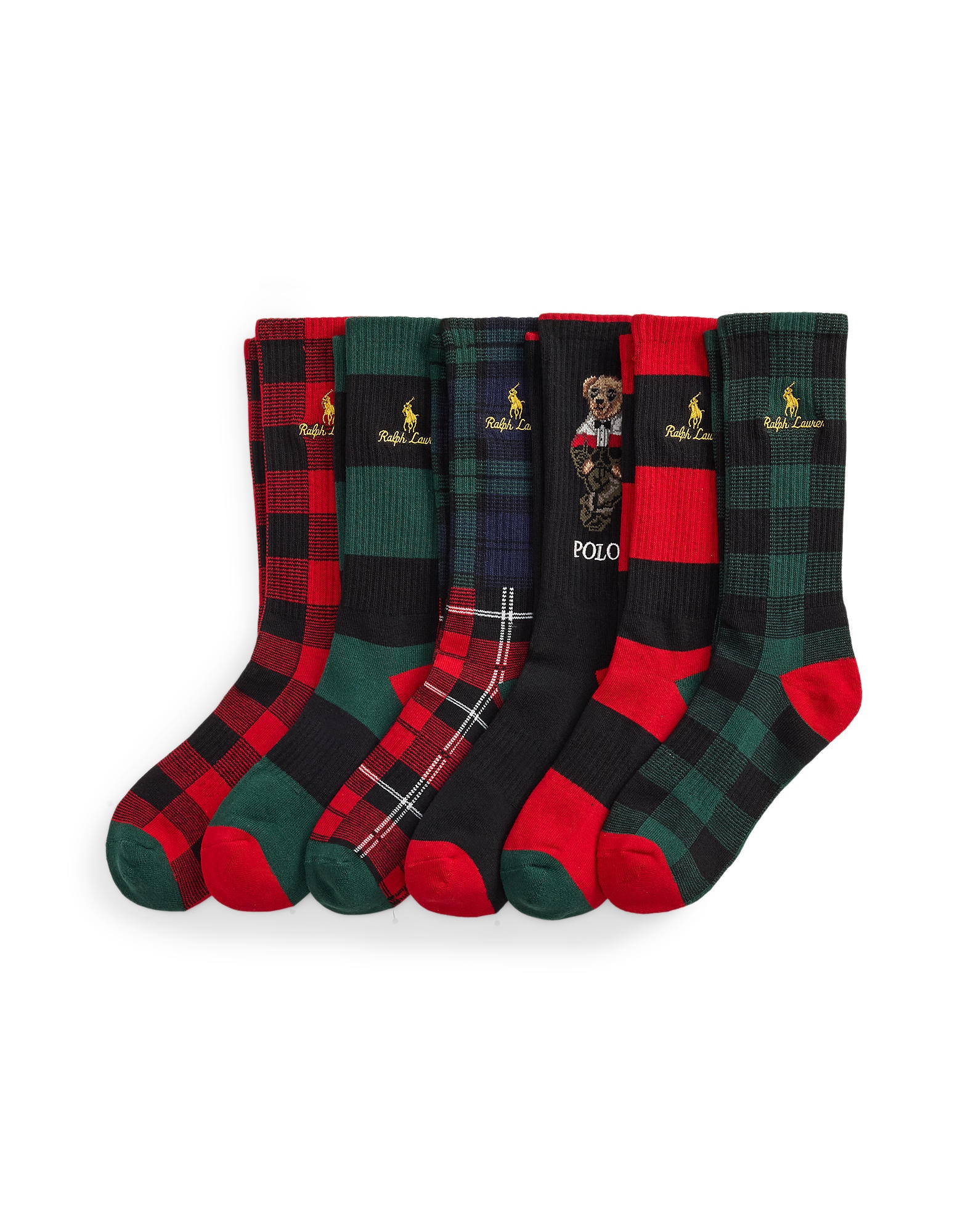 Sukat Polo Ralph Lauren HOL BEAR CR-CREW SOCK-6 PACK Yksi Koko