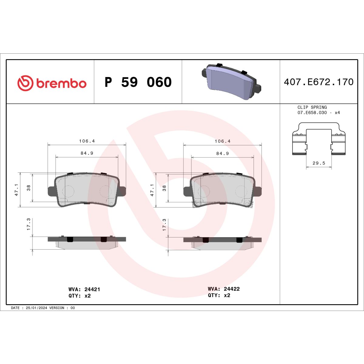 Jarrupalat, levyjarru BREMBO P 59 060