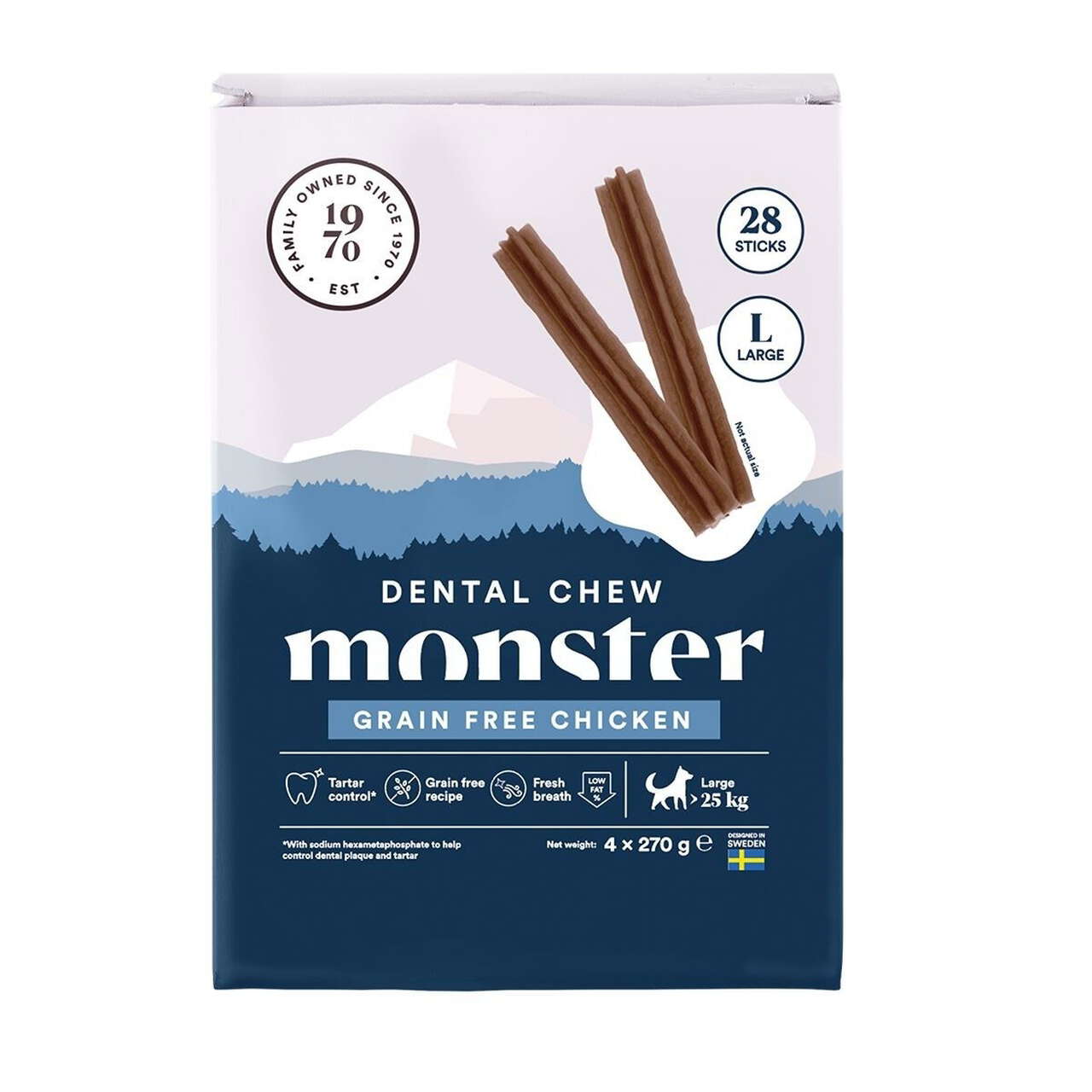 Monster Dog Dental Chew Grain Free Chicken L Month 28 kpl 1080 g