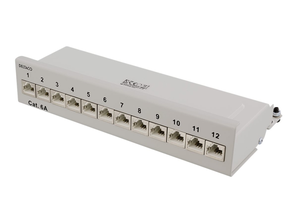 DELTACO PAN-212 - Liitäntäpaneeli - seinäasennettava - RJ-45 X 12 - harmaa