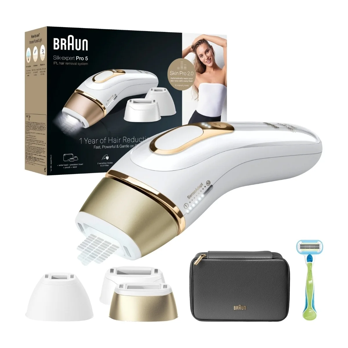 Braun PL Silk·expert Pro 5 PL5242, Kulta, Valkoinen, Kainalo, Bikini