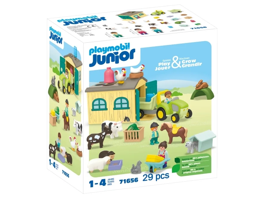 Playmobil Junior - Junior maatilaseikkailu traktorin, perävaunun ja eläinystävien kanssa