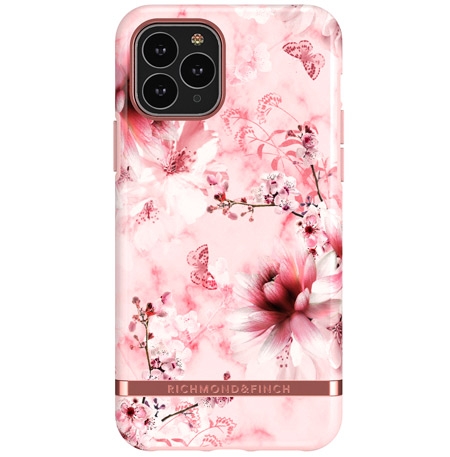 Richmond & Finch Vaaleanpunainen marmorikukkainen iPhone 11 Pro suojakuori