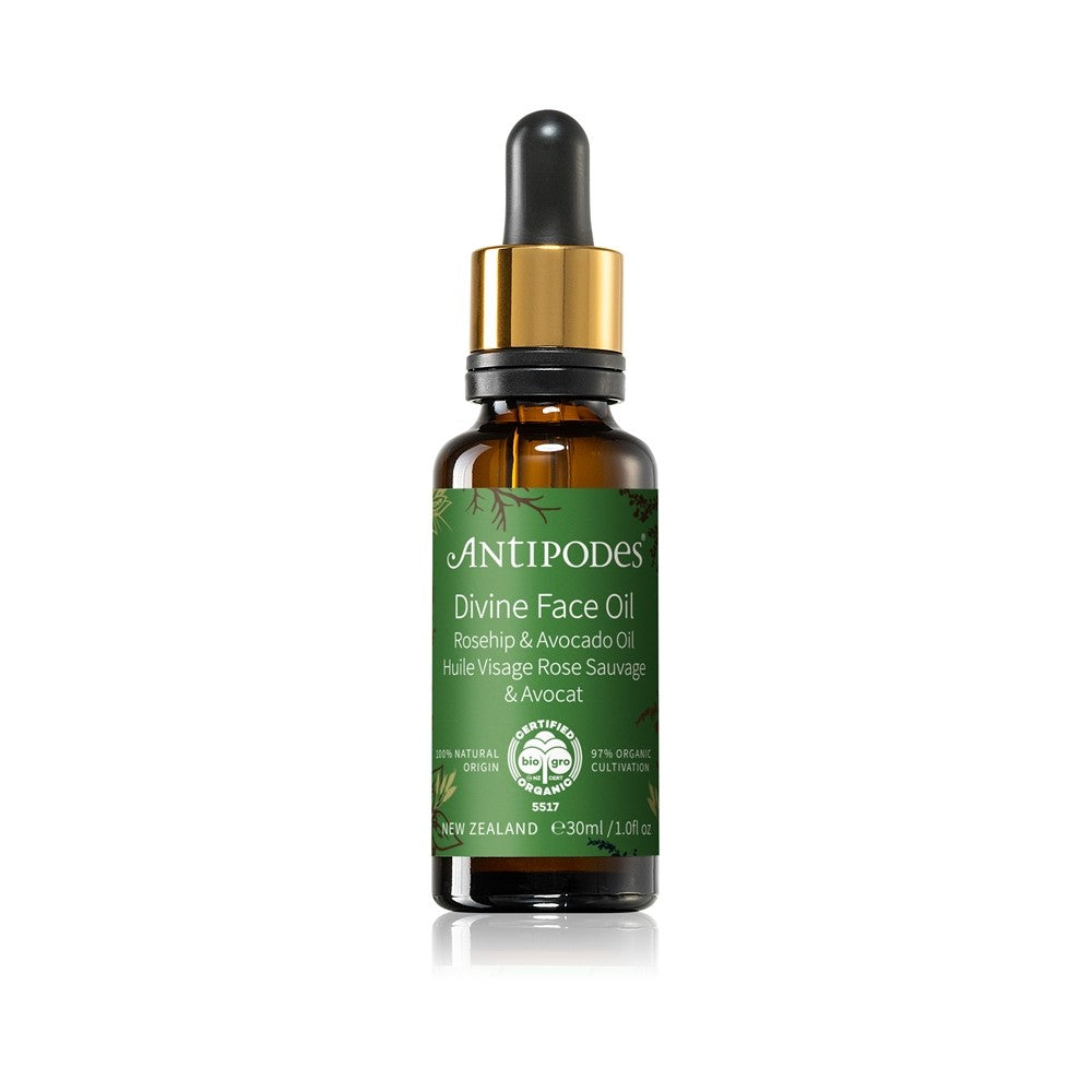 Antipodes Divine Facial Oil Ruusunmarjaöljy ja avokadoöljy 10 ml