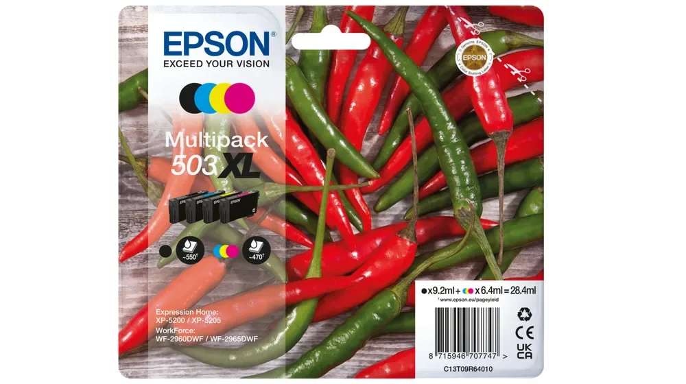Epson 503XL XL-mustekasettipakkaus, musta, syaani, magenta, keltainen, 4 kpl