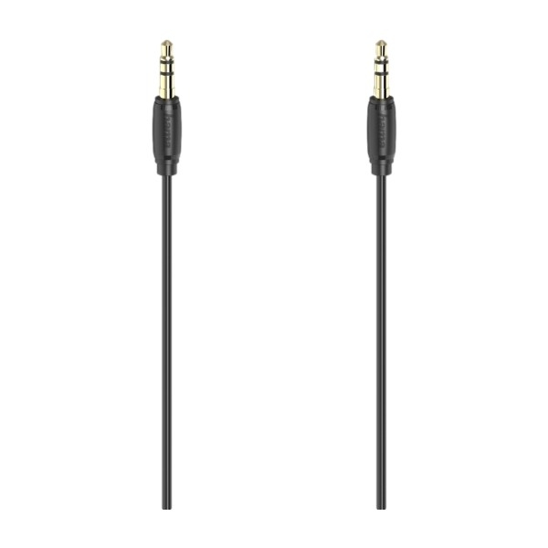 Hama 3,5 mm kullattu ultraohut -audiokaapeli, 1,5 m, musta