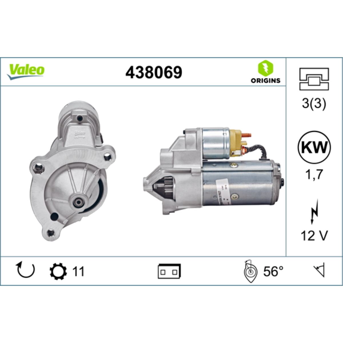 Käynnistysmoottori VALEO 438069