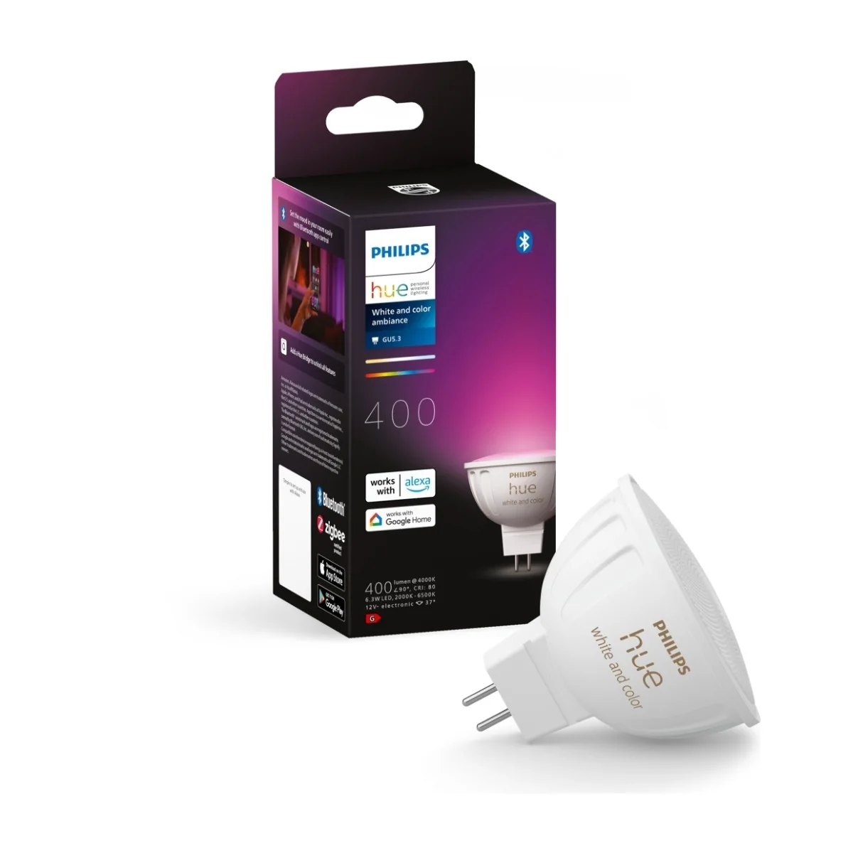 Philips Hue White and Color Ambiance MR16 GU5.3 - Älylamppu, Valkoinen