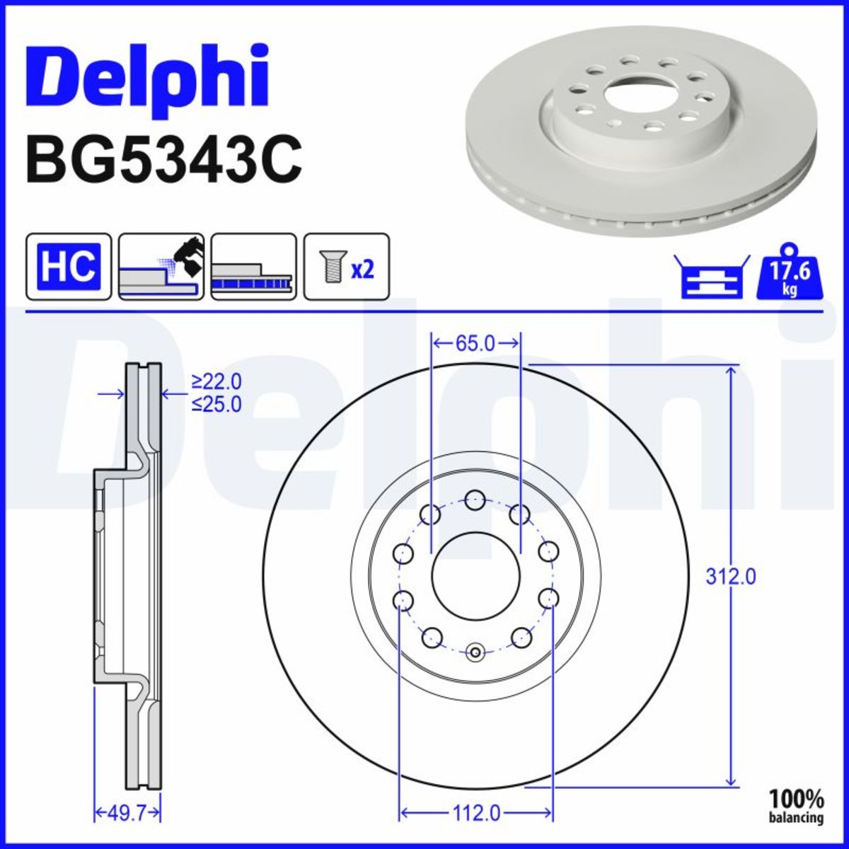 Jarrulevy DELPHI BG5343C