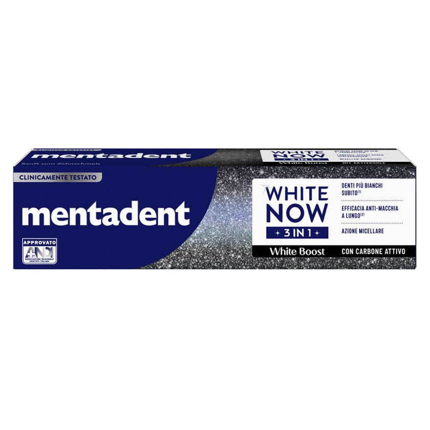 Mentadent White Now 3In1 Aktiivihiilellä 75 ml