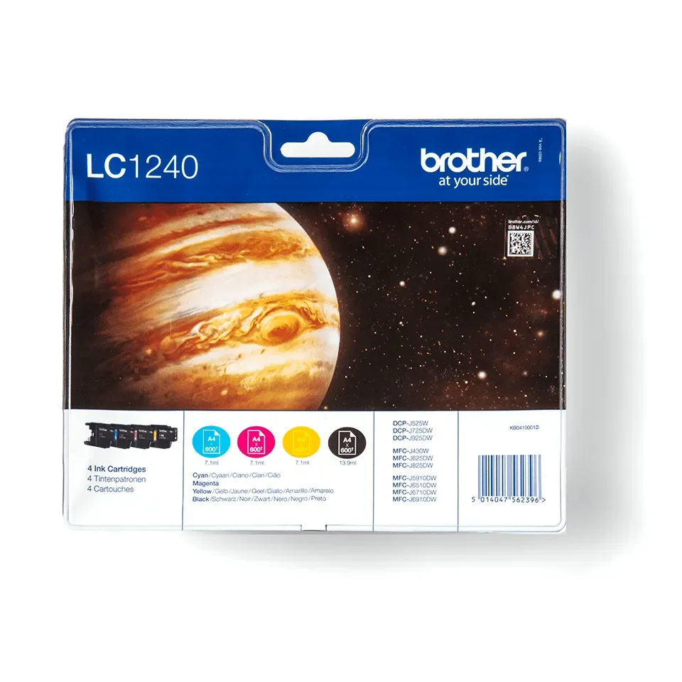 Brother LC1240VALBP-mustekasettipakkaus, musta, syaani, magenta, keltainen, 4 kpl