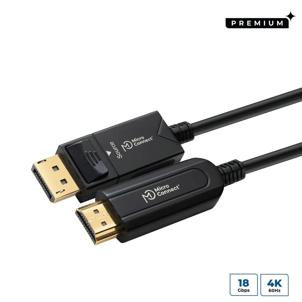 MicroConnect aktiivinen DisplayPort – HDMI -sovitinkaapeli, 15 m, musta