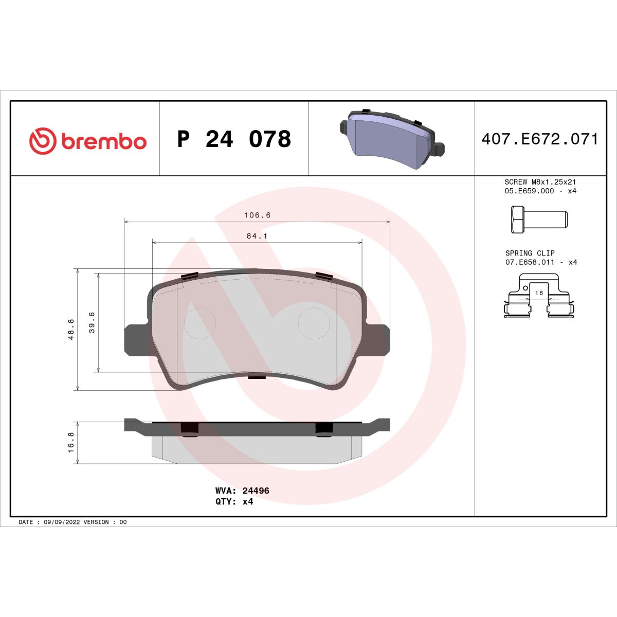 Jarrupalat, levyjarru BREMBO P 24 078