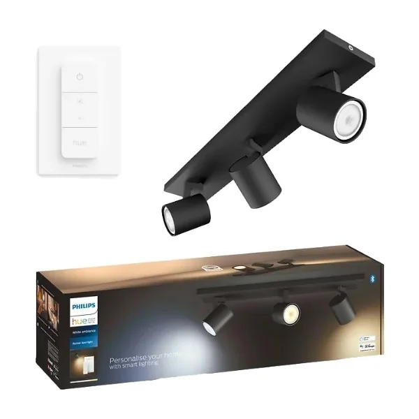 Philips Hue WA Runner Triple 3x4.2W -kohdevalaisin, musta + himmennin
