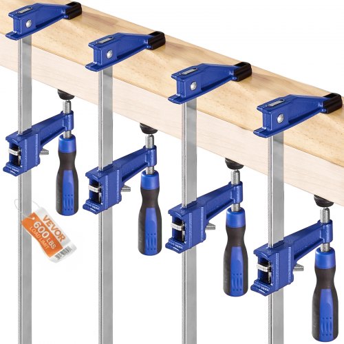 VEVOR Bar Clamps for Woodworking, 4-Pack 91.4 cm Opening, Lockable F-Clamp with 272 kg Load Limit, 63.5 mm Depth, Cast Iron and Carbon Steel, Easy to Use, Wood Clamps for Woodworking Metal Working