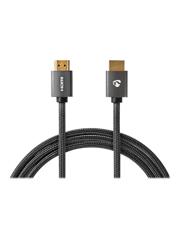 Nedis High Speed HDMI TM Kaapeli Ethernet | HDMITM liitin | HDMITM liitin | 4K@60Hz | ARC | 18 Gbps | 1.00 m | Pyöreä | Puuvilla | Gun Metal Harmaa | Laatikko kannella ja ikkunalla