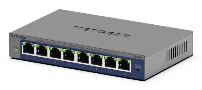 NETGEAR GS108E - 8-porttinen Gigabit Ethernet -kytkin, harmaa