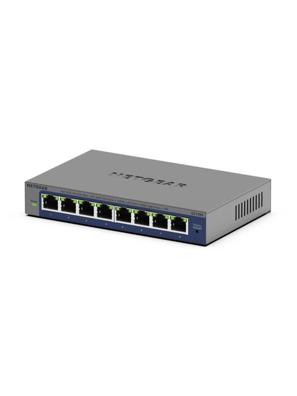 NETGEAR GS108E - 8-porttinen Gigabit Ethernet -kytkin, harmaa