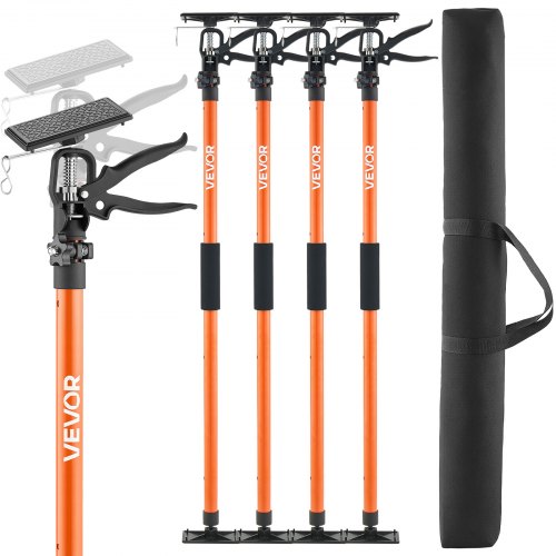 VEVOR Cabinet Jack Support Pole, 4-Pack, 116-290 cm Steel Telescopic Quick Support Rod, Adjustable 3rd Hand System up to 70 kg Capacity for Installing Cabinets, Lifting Drywall, Cargo Bars