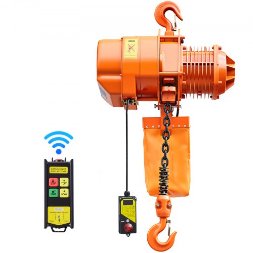 VEVOR 2000 kg Electric Chain Hoist, 6 m Lifting Height, Three-Phase Overhead Crane with 100 m Wireless Remote Control, Single G100 Chain Electric Lift Hoist for Factories, Warehouses, Garages