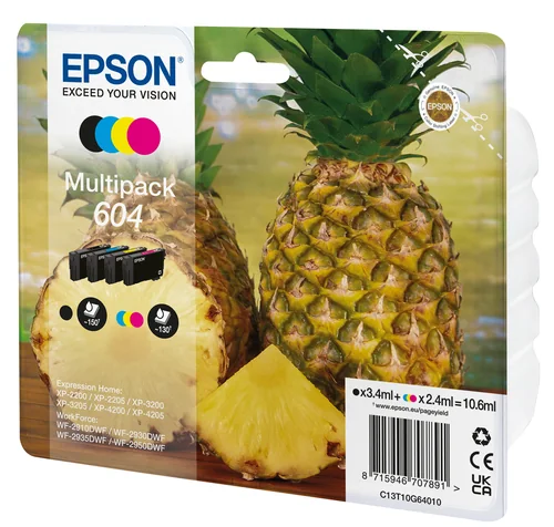 Epson 604 Pineapple CMYK -mustekasettipakkaus, musta, syaani, magenta, keltainen, 4 kpl