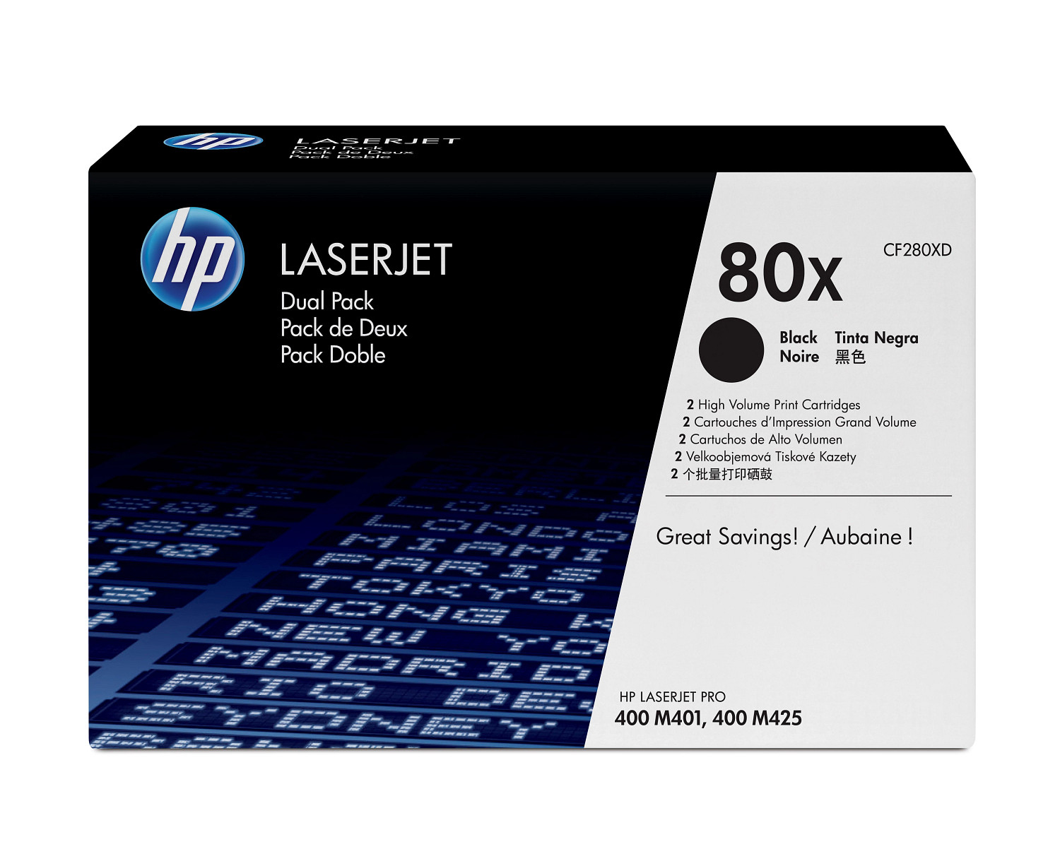 HP CF280XD XL-laservärikasettipakkaus, musta, 2 kpl