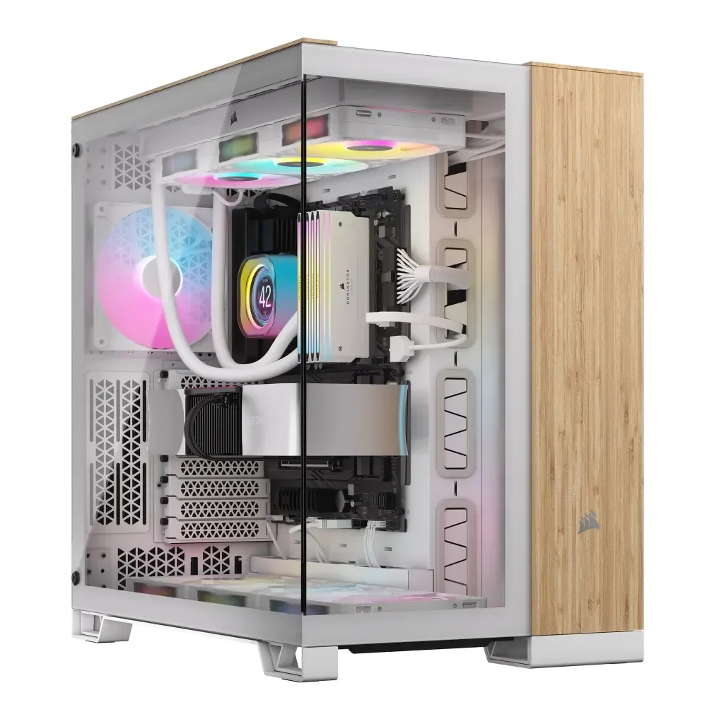 Corsair 6500X - White/Bamboo Wood - Kotelot - Miditower - Valkoinen