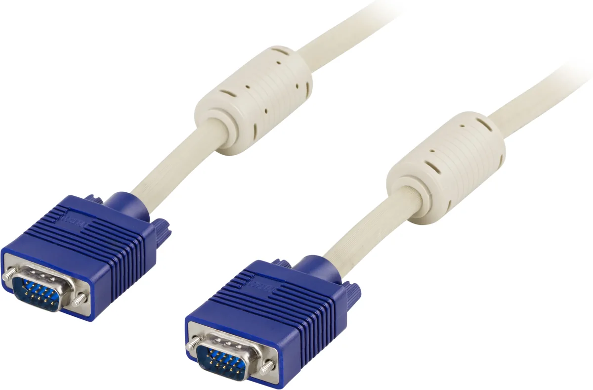 Deltaco RGB-2A VGA-kaapeli, 3 m, harmaa/sininen