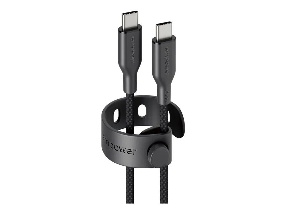 empower by PanzerGlass Racing 240W USB-C to USB-C Cable | USB 2.0 | 2M | Space Black