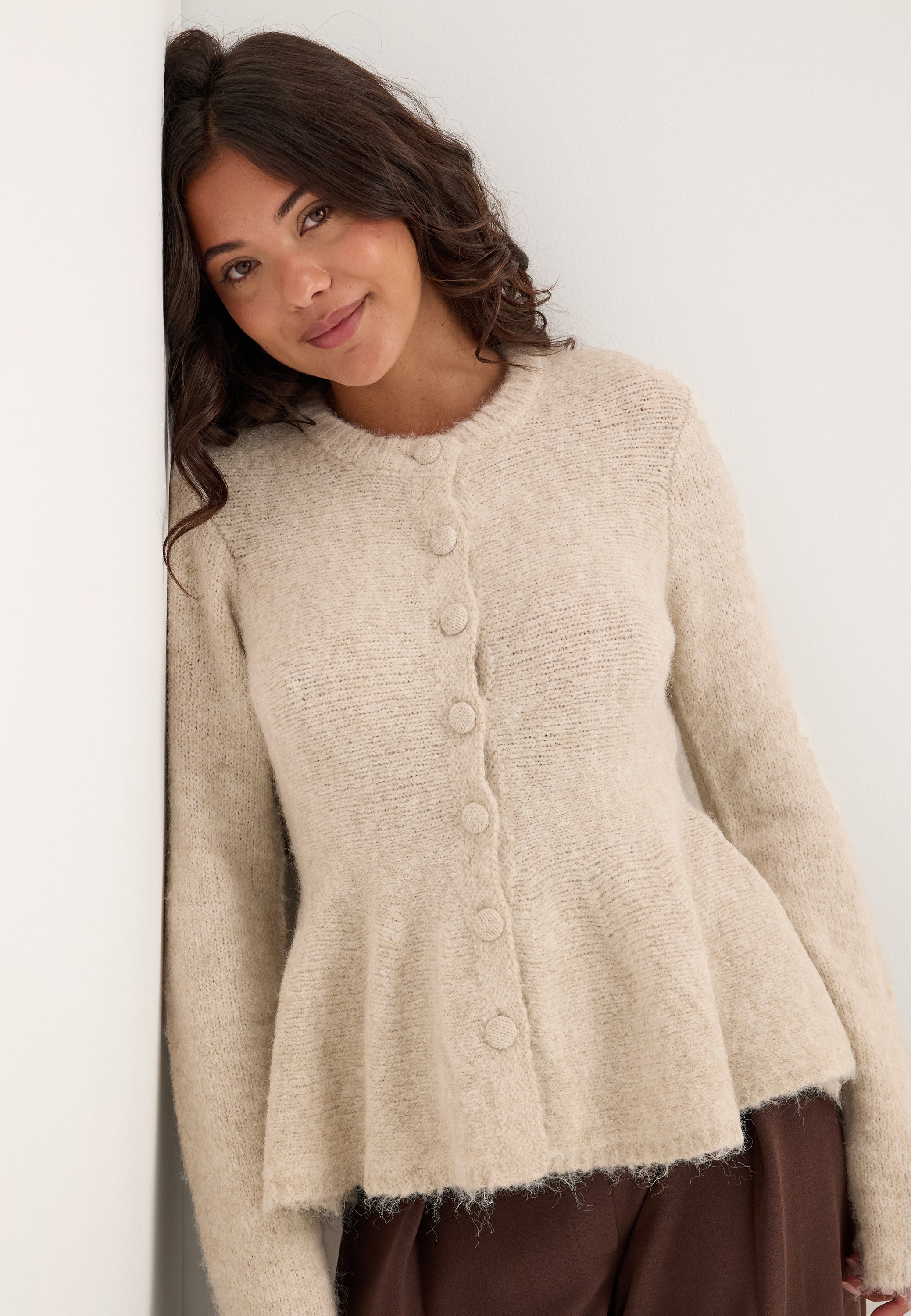 Objsaggia Re Ls Peplum Knit Cardigan
