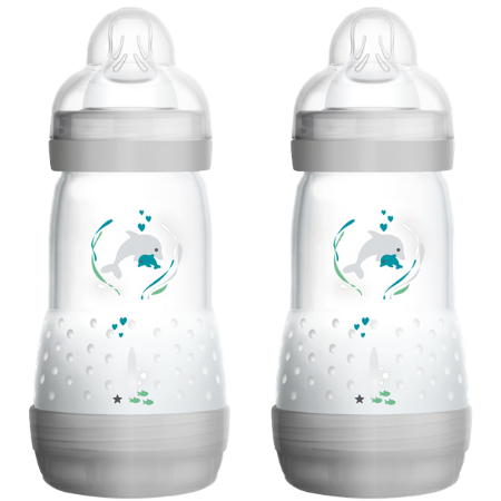 MAM Anti Colic Grey tuttipullo 260ml - 2 kpl