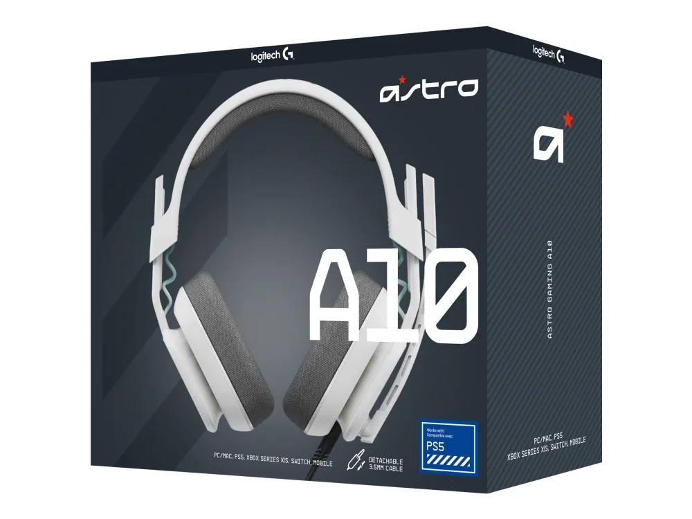 ASTRO Gaming A10 Headset, Langallinen, Pelaaminen, 20 - 20000 Hz, 246 g, Kuulokkeet, Valkoinen