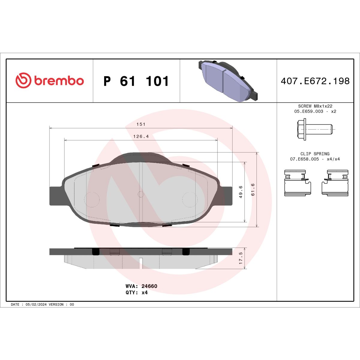 Jarrupalat, levyjarru BREMBO P 61 101